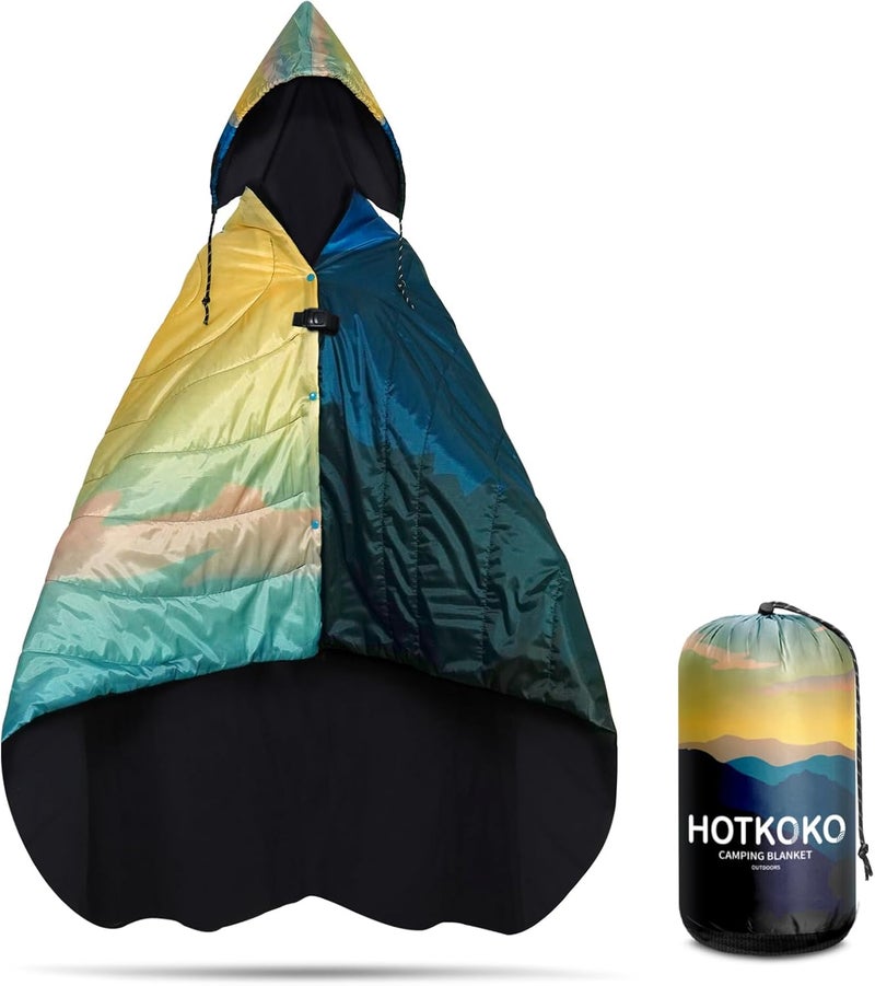 hotkoko Hooded Stadium Blanket, Waterproof Fleece Wearable Camping Blanket - Image 1